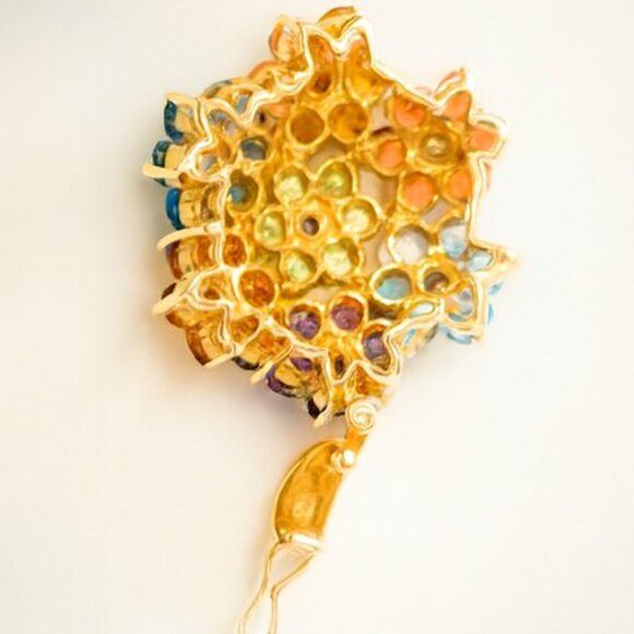 4.15ctw Multi-Gem Floral Pendant Enhancer – Diamonds, Citrine, Amethyst & more - Picture 3 of 4